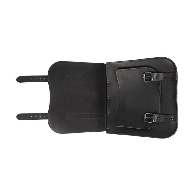 MCS Single Leather Saddlebag ''Postman''. 30 Liters. Black – Universal