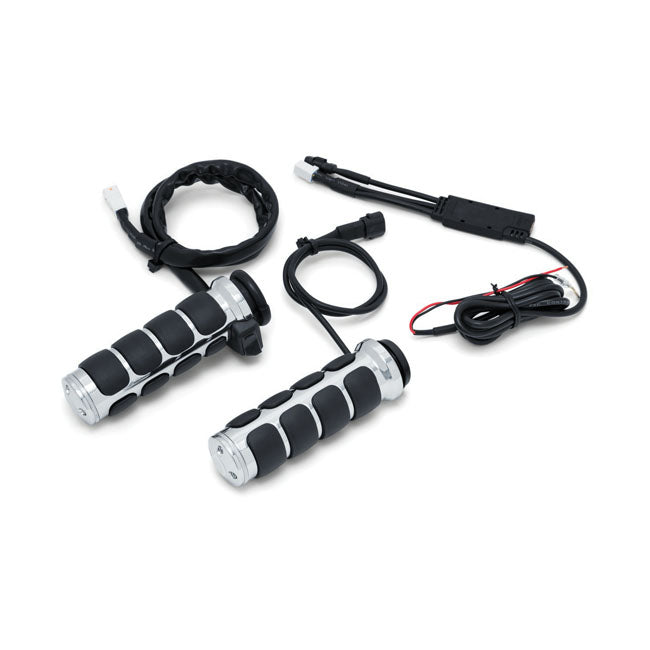 Kuryakyn Heated ISO Grips. Chrome – 2008–2025 H-D with E-throttle