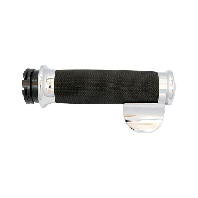 Avon Grips Avon Custom Contour Grips, Chrome/Black Rubber – 1996–2022 H-D with Dual Throttle Cables