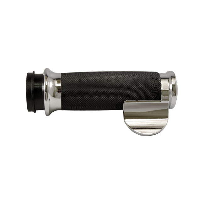 Avon Grips Avon Custom Contour Grips, Chrome/Black Rubber – 2008–2025 H-D with E-throttle