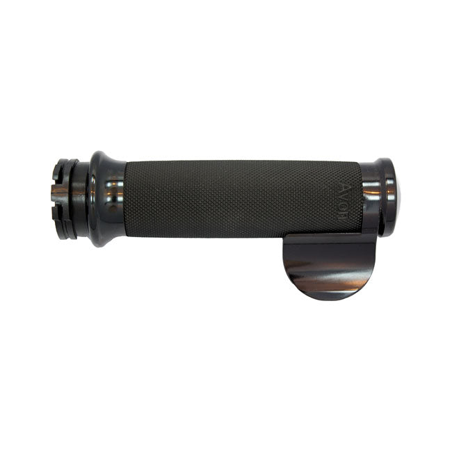 Avon Grips Avon Custom Contour Grips, Black Anodized/Black Rubber – 1996–2022 H-D with Dual Throttle Cables