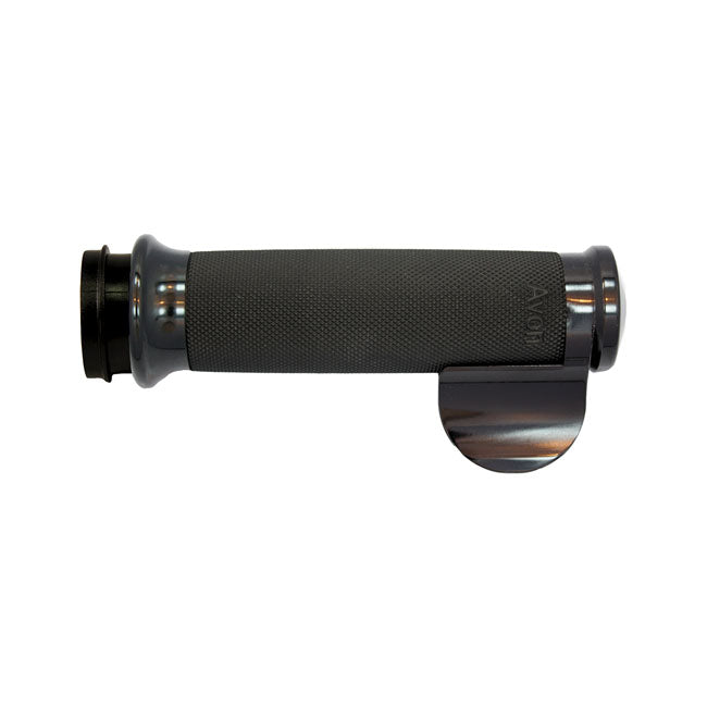 Avon Grips Avon Custom Contour Grips, Black Anodized/Black Rubber – 2008–2025 H-D with E-throttle