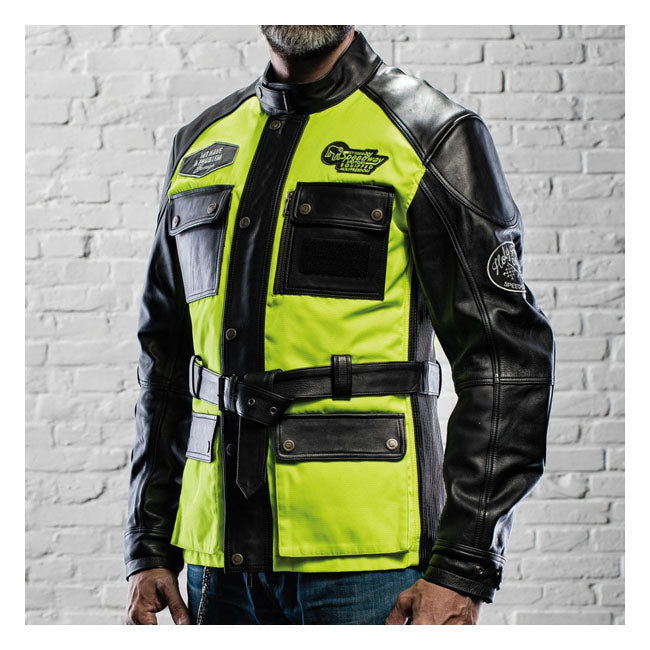 Holy Freedom Quattro Vision Leather Jacket Black/Fluo Yellow – Male EU Size S