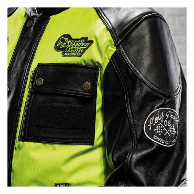 Holy Freedom Quattro Vision Leather Jacket Black/Fluo Yellow – Male EU Size S