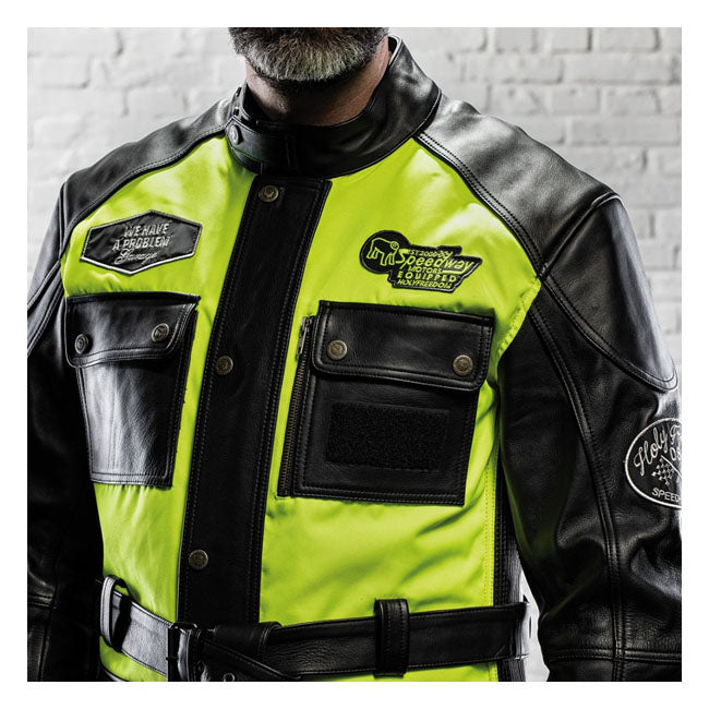 Holy Freedom Quattro Vision Leather Jacket Black/Fluo Yellow – Male EU Size S