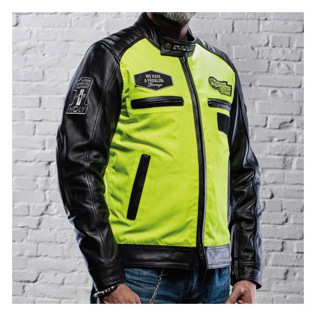 Holy Freedom Zero Vision Leather Jacket Black/Fluo Yellow – Male EU Size S