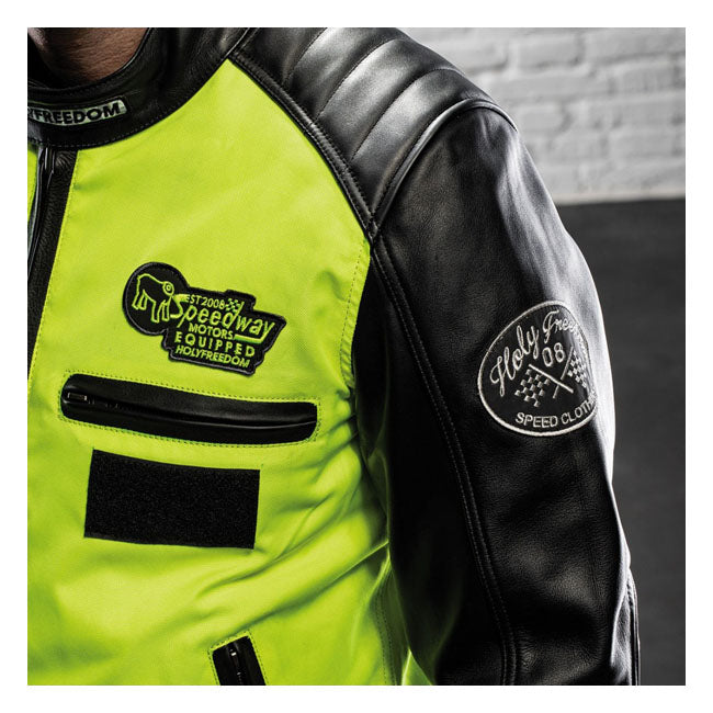 Holy Freedom Zero Vision Leather Jacket Black/Fluo Yellow – Male EU Size S