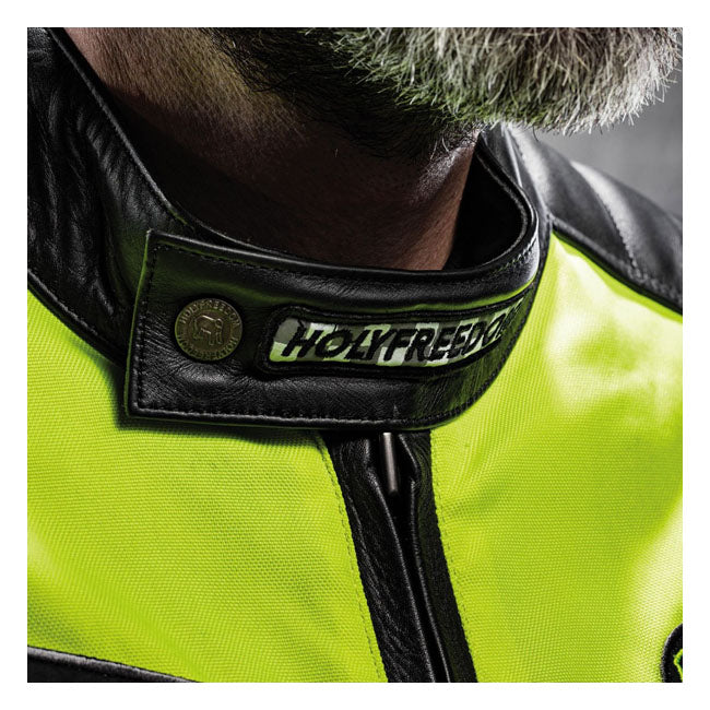 Holy Freedom Zero Vision Leather Jacket Black/Fluo Yellow – Male EU Size S