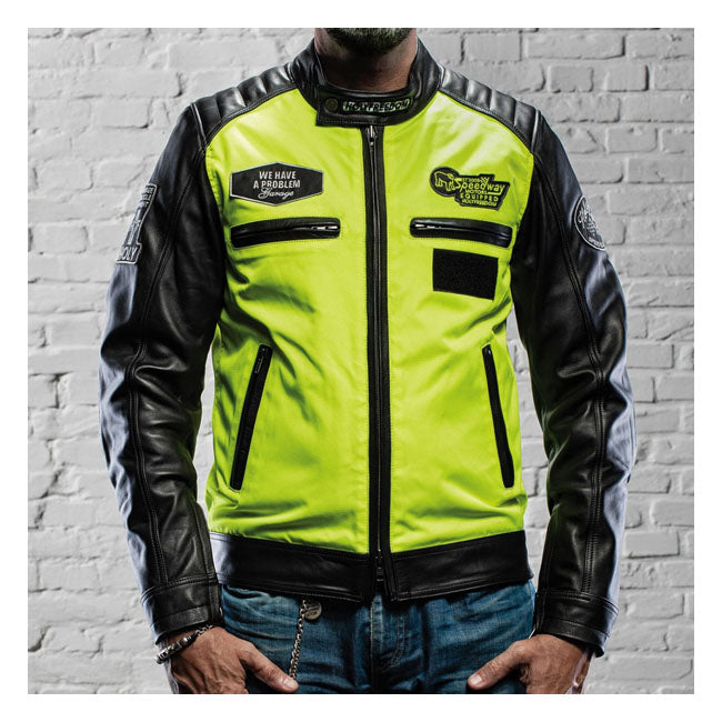 Holy Freedom Zero Vision Leather Jacket Black/Fluo Yellow – Male EU Size S