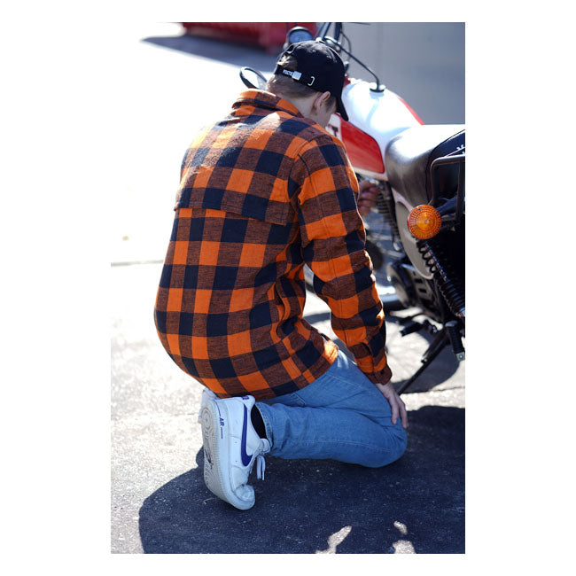 Army Surplus Lumberjack Flannel Shirt Chequered Orange/Black – S