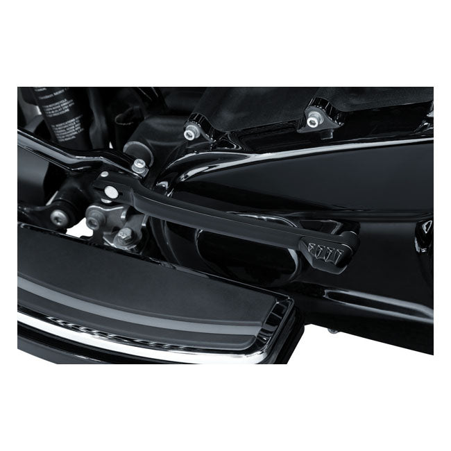 Kuryakyn heel/toe Switch-Shift lever. Gloss black 07-17Softail; 07-23 Electra Glides, Road Glides, Road Kings, Street Glides, Tour Glides; 09-23 Trikes. Will not fit models with fairing lowers in the toe-position