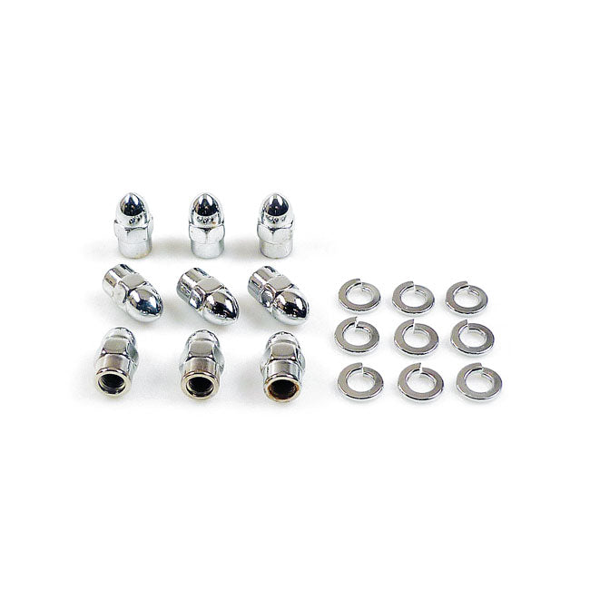 Gardner-Westcott Transmission Side Cover Screw Kit. Chrome Acorn – 1936–1986 4-Speed Big Twin