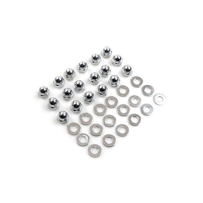 Gardner-Westcott Shovel Rocker Box Top Nut Kit. Chrome, Low Crown Acorn – 1966–1984 Shovel