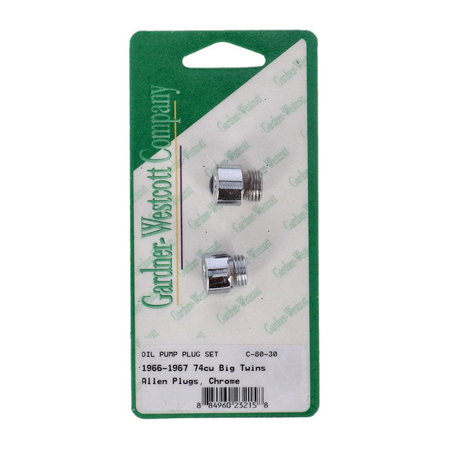 Gardner-Westcott Oil Pump & Crankcase Plug Set, Allen – 1966–1967 Big Twin 2 Plug Set