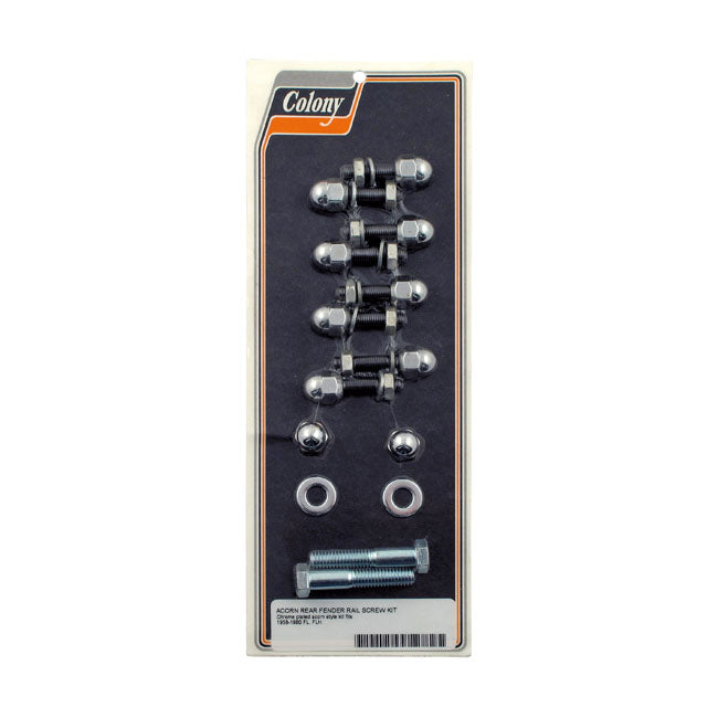 Colony Rear Fender Rail Screw Kit. Chrome – 1958–1980 FL; FLH