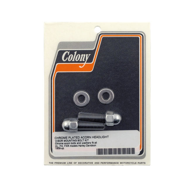Colony Headlamp Visor Mount Bolt Kit. Chrome Acorn – 1971–1992 FX; FXR; 1960–1992 XL…
