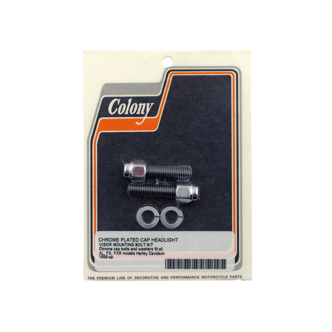 Colony Headlamp Visor Mount Bolt Kit. Chrome Cap – 1971–1992 FX; FXR; 1960–1992 XL…