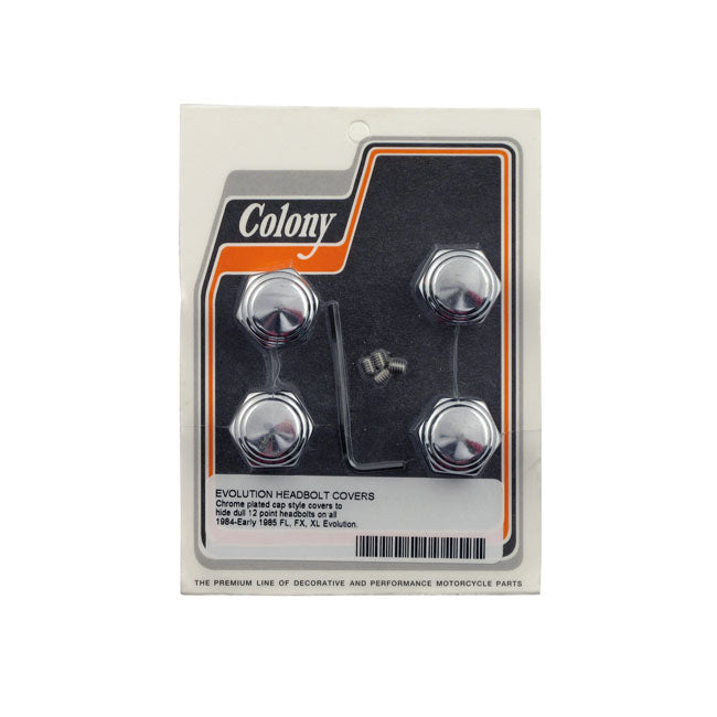 Colony Head Bolt Cover Kit. Cap Style, Chrome – 84-E85 Evo Big Twin