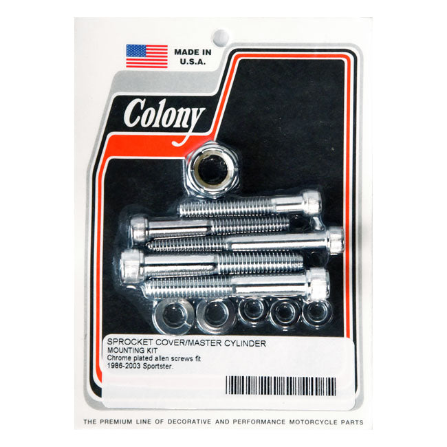 Colony Sprocket Cover & Master Cyl. Mount Kit Chrome – 1986–2003 Sportster
