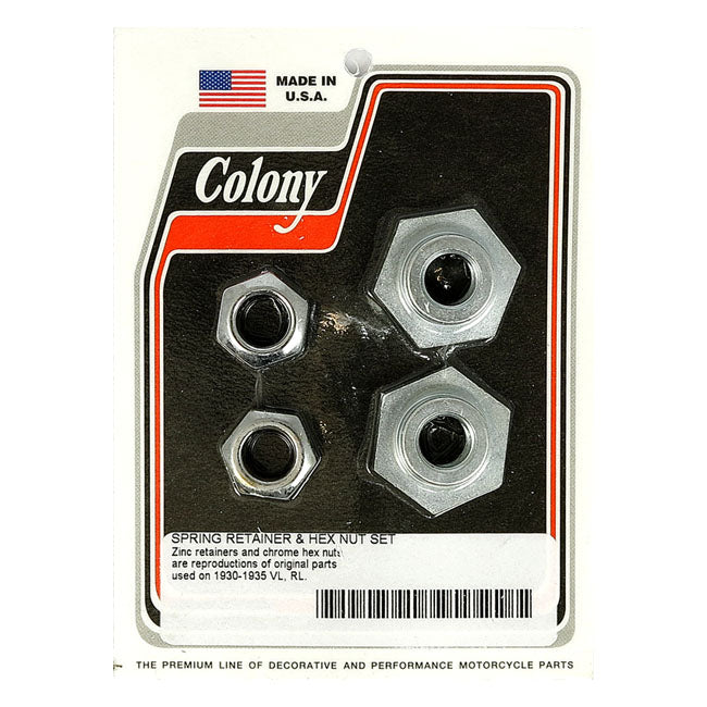 Colony Springer Retainers & Hex Nut Set – 1930–1935 VL; RL