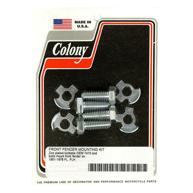Colony Front Fender Mount Kit. Zinc – 1951–1978 FL; FLH