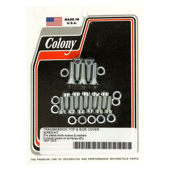 Colony Transmission Top & Side Cover Screw Kit. Zinc – 1937–1973 45" Flathead