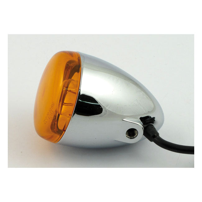 Chris Products Bullet Turn Signal. Chrome. Amber Lens. Front
