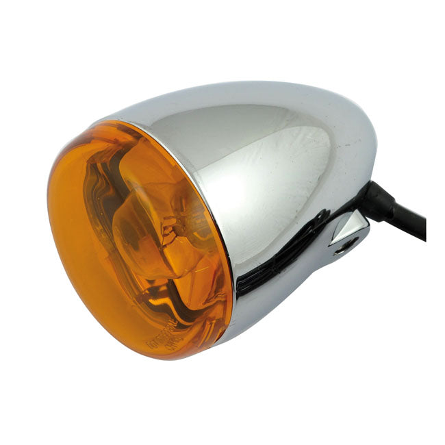 Chris Products Bullet Turn Signal. Chrome. Amber Lens. Front