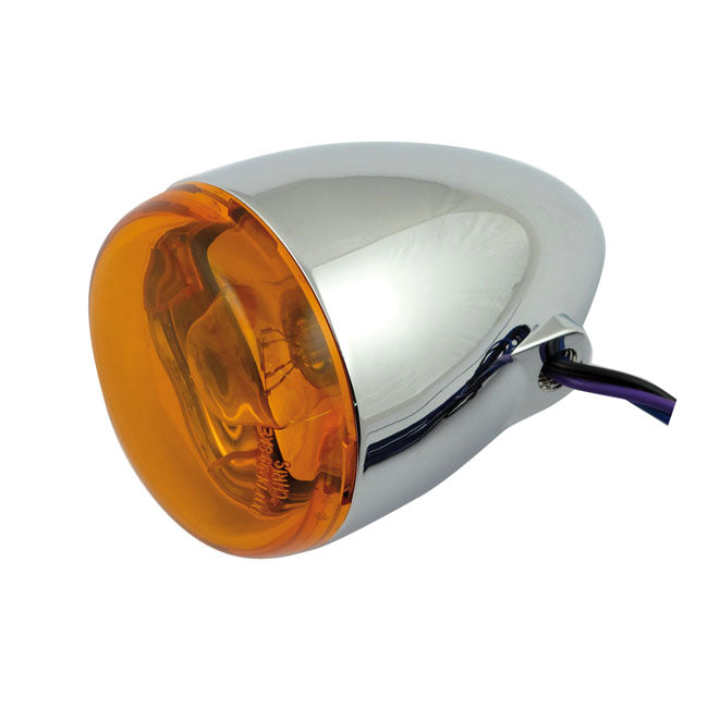 Chris Products Bullet Turn Signal. Chrome. Amber Lens. Front