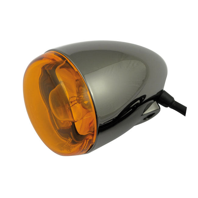 Chris Products Bullet Turn Signal. Black Nickel. Amber Lens