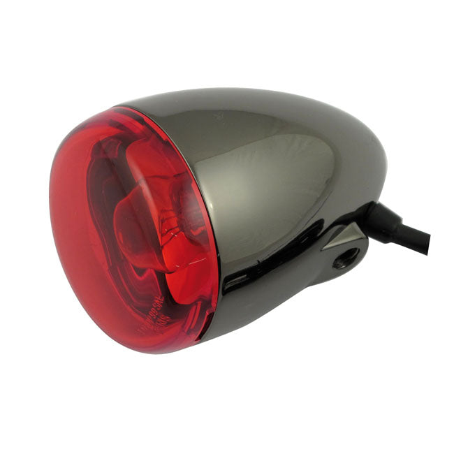 Chris Products Bullet Turn Signal. Black Nickel. Red Lens