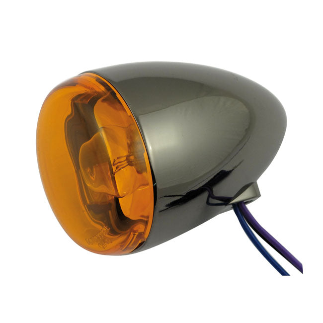 Chris Products Bullet Turn Signal. Black Nickel. Amber Lens