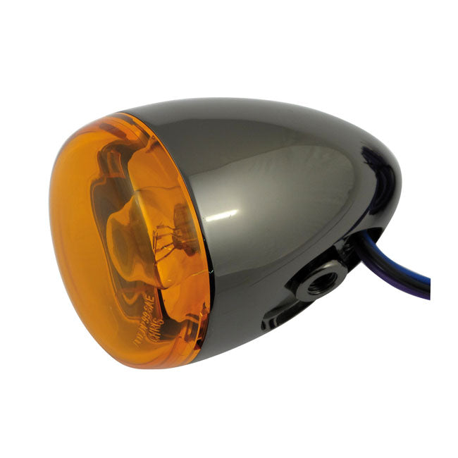 Chris Products Bullet Turn Signal. Black Nickel. Amber Lens