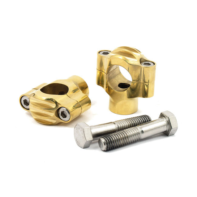 Rough Crafts, Finned Risers For 1" Handlebars. Brass