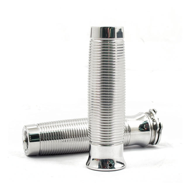 Rough Crafts, Groove Grips For 1" Handlebars. Polished for 74-20 H-D With Single Or Dual Throttle Cables (Excl. Street)