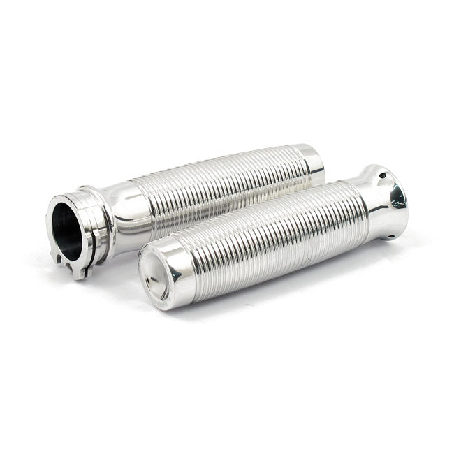 Rough Crafts, Groove Grips For 1" Handlebars. Polished for 74-20 H-D With Single Or Dual Throttle Cables (Excl. Street)