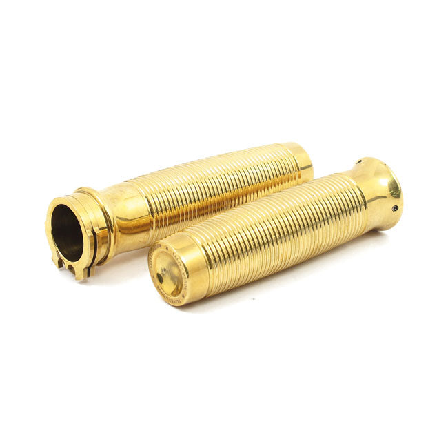 Rough Crafts, Groove Grips For 1" Handlebars. Brass for 74-20 H-D With Single Or Dual Throttle Cables (Excl. Street)
