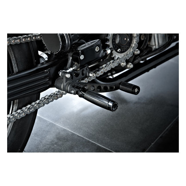 Rough Crafts, Groove Footpegs. Black for All H-D With Traditional Male Mount