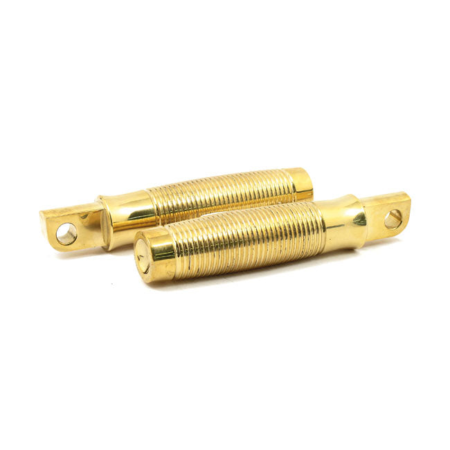 Rough Crafts, Groove Footpegs. Brass for All H-D With Traditional Male Mount