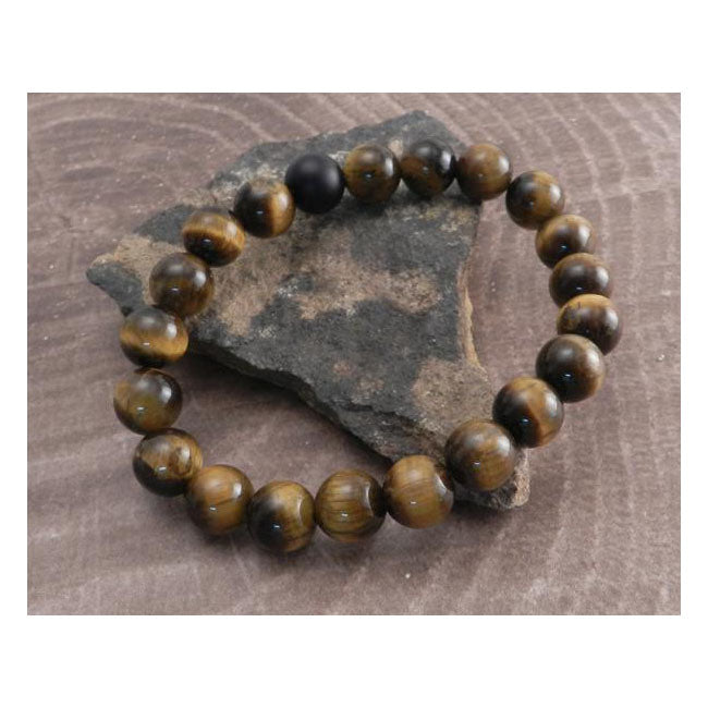 Amigaz Tiger Eye Stone Stretch Bracelet Brown – 8" Wrist
