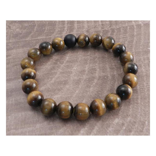 Amigaz Tiger Eye Stone Stretch Bracelet Brown – 8" Wrist