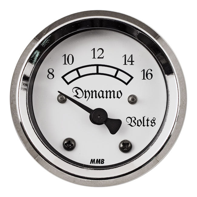 mmb 48mm Ultra Mini Volt Metre Classic Chrome/White