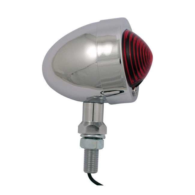 MCS Bullet Marker Light. Chrome. Red Lens. SF. Ext. Stud Mount