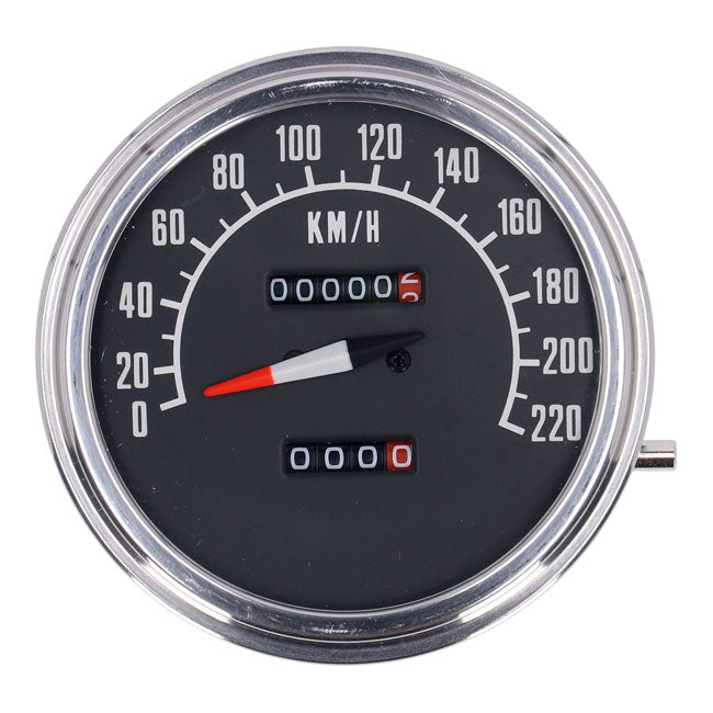 MCS FL Speedometer, ''74-84 Face'', Black. 2:1 Kmh