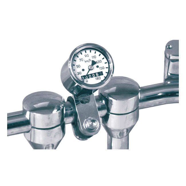mmb 48mm Ultra Mini Speedo Chrome/White Kmh 1:1 Drive Ratio for 67-83 FL,FX Transmission Drive