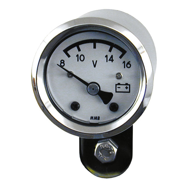 mmb 48mm Ultra Mini Volt Metre Basic Chrome/White