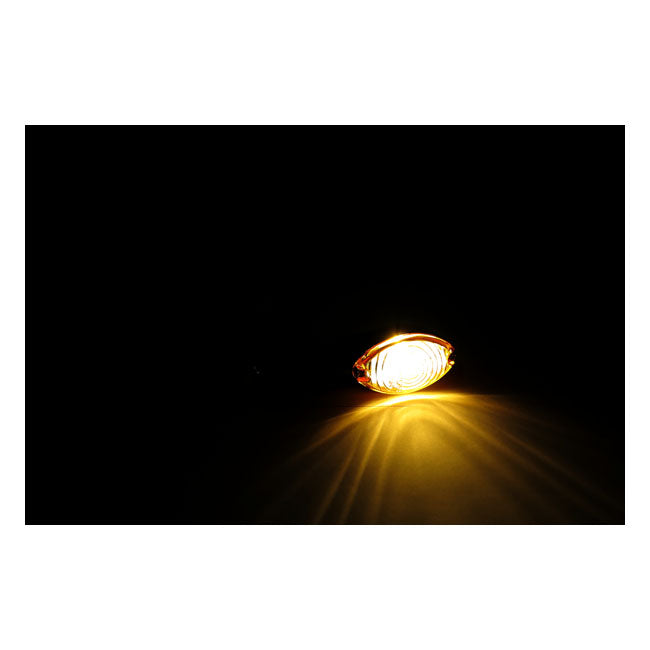 MCS Cateye Mini Turn Signals 40mm Stem, Black with Amber Lens