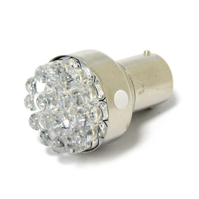 MCS Turn Signal LED Bulb, BAY15S Socket. White Light Emitting