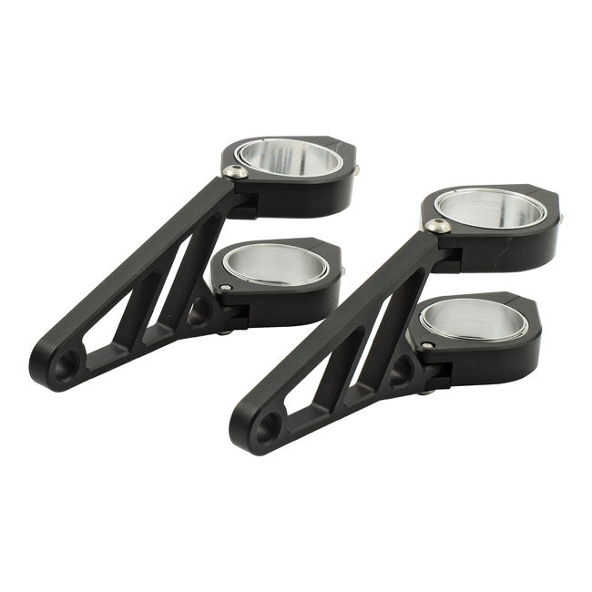 MCS Fingers, Adj. Headlamp Bracket Assembly 38-41mm. Black – Universal with 1938–1941mm Fork Tubes