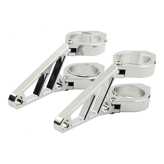 Motorcycle Storehouse Fingers, Adj. Headlamp Bracket Assembly 38-41mm. Chrome